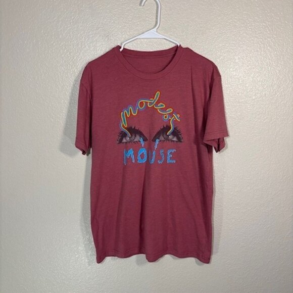 Modest Mouse T Shirt Medium 2018 Tour Concert Rainbow Vision Mauve Red - Picture 1 of 3
